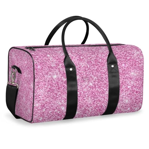 Pink Glitters Print Travel Duffle Bag for Women Men, Carry On Overnight Bag, Weekend Travel Duffel Tote Bags for Trips Sport Hospital