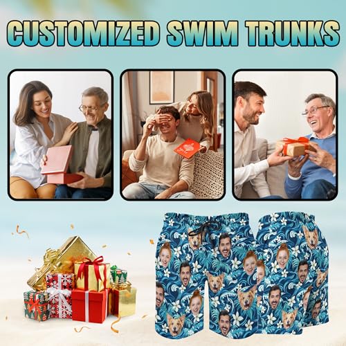 Custom Mens Swim Trunks with Face Personalized Photo Hawaiian Swim Shorts Customized Funny Beach Board Shorts4