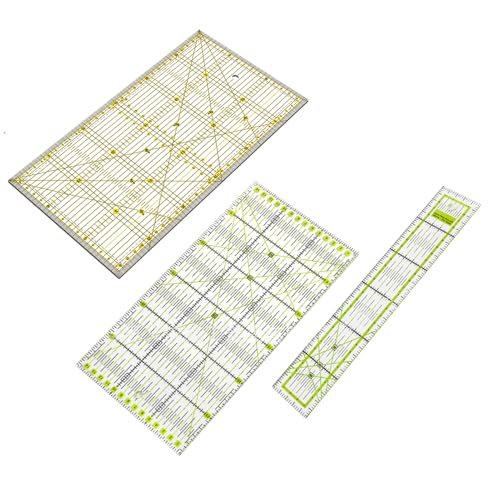 Hugwish 1pcs Schneiderlineal 15x30cm, Schneidelineal, Patchwork Lineal, Nähzubehör Lineal, Lineal Nähen, Schneider Lineal, Quilt Lineal Mit Raster Und Winkelanzeige (transparent, 15 x 30 cm TYPE-A)