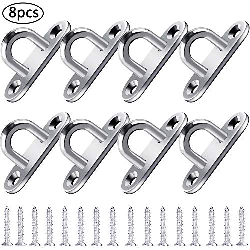 BESTZY Crochet Acier Inoxydable (8pcs) - Support Mural pour Charges Lourdes (5x2cm) - Crochets métal Forme U avec 2 Trous retient jusqu'à 40 kg Poids, Crochets Mural à Visser Patères à visseren