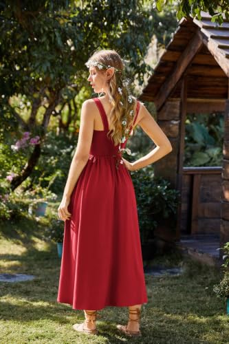 Corset Dress for Women Maxi Cocktail Renaissance Costume Dark Red L - image 3
