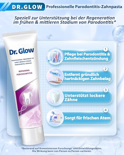 Dr. Glow Zahnpasta Für Zahnfleisch Entzündung Und Parodont - Fluoridfrei Gegen Mundgeruch, Hydroxylapatit Zur Zahnfleischrückgang, Zahnsteinentferner Für Starke Zähne, 100g