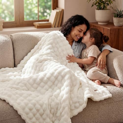 Bedsure Cloud Bubble Blanket Soft Cozy Throw Off White 50 60 - image 9