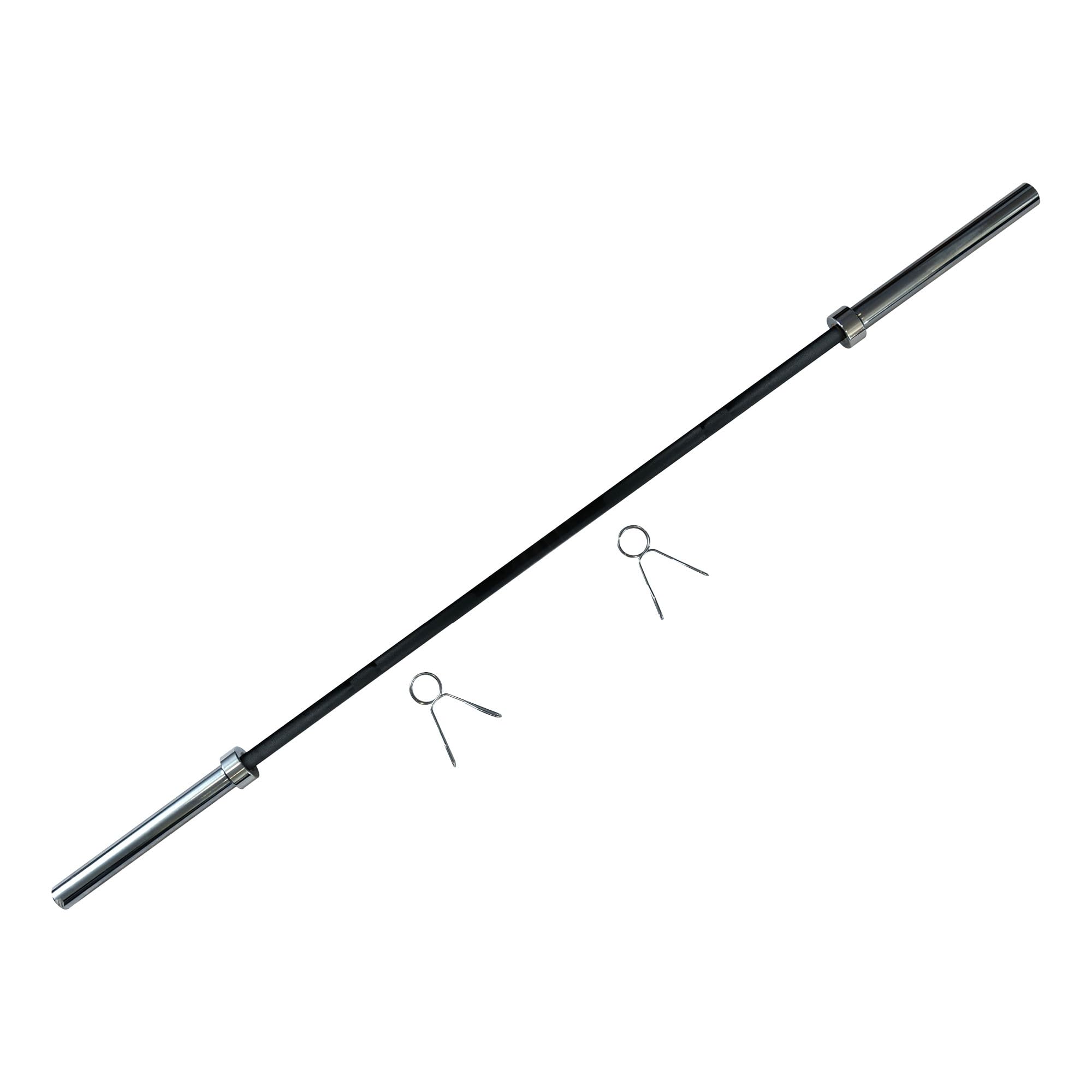 Fitness Heat-Treated Steel Olympic Bar with Spring Collars - 45lb. Bar - Holds up to 1000lbs for Home Gym - Olympic Barbell For Strength Training