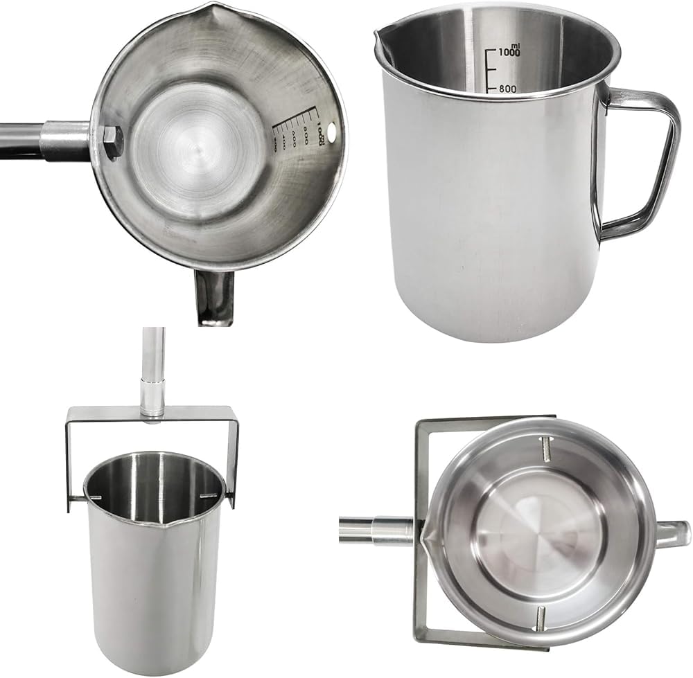 Campionatore d'acqua telescopico da 500ml/1000ml,pendolo in acciaio inossidabile 304,asta di campionamento dell'acqua con mestolo per la racco(Size:1m-2.5m/3.3ft-8.2ft,Color:Stainless Steel 1000ml)