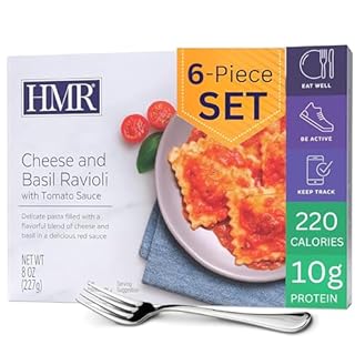 HMR Cheese and Basil Ravioli Entrée | Pre-packaged Lunch or Dinner | Ready to Eat | Vegetarian | 10g of Protein | Low Calorie Food | 8oz Serving per Meal | Pack of 6