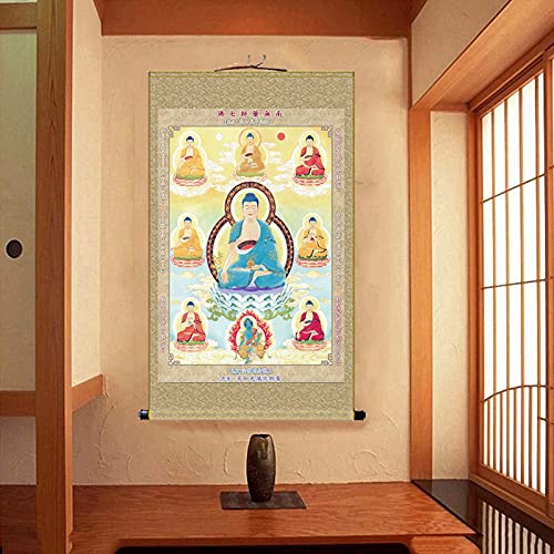 Amazon｜開運掛軸『薬師如来座像 』薬師七仏像 巻き物 ◇法事やお盆