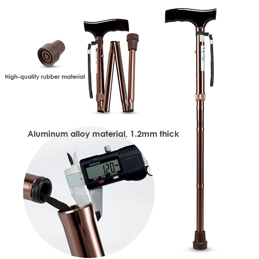 Muletas Plegables para Adultos, Bastones De Aluminio Ligero, Mangos Ergonómicos De Madera Maciza, para Ancianos, Discapacitados Y Discapacitados, Marrón Present
