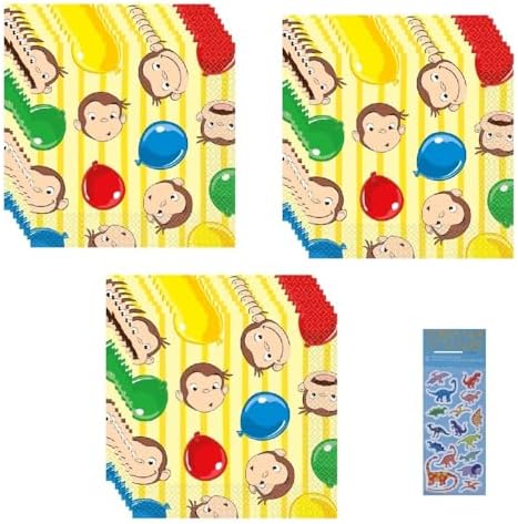 Curious George Birthday Party Supplies Bundle includes 48 Party Paper Napkins image 2