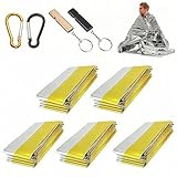 Rettungsdecke Extra Stark, 5 Stück Notfalldecke mit 2 Karabiner und 2 Pfeife, Notfalldecke Oder Raumdecke, Erste Hilfe Decke, Rettungsdecken, Für Erste Hilfe Notfall, Wandern und Camping Und Outdoor