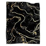 Anydia Black and Golden Marble Blanket Gifts for Black and Golden Marble Lover 40 x 50 Inch for Kid, Fannel Fleece Throw Blanket Super Soft Throws Blanket for Bed Couch Sofa