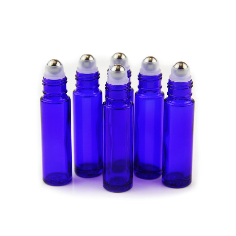 Yizhao Niebieski 10ml Szklane Butelki z Kulką na Olejki Eteryczne, Puste Butelki z Kulkami ze Stali Nierdzewnej, do Mieszanek Aromaterapeutycznych, Zapachów, Perfum, Masażu - 36 Szt.
