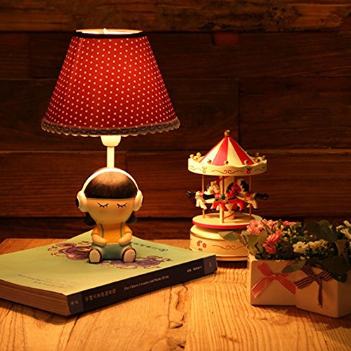 Miła karykatura, dziewczynka, mała lampka stołowa kreatywna pokój dziecięcy, mini lampka biurkowa dla dziewczynki-pomieszczenie mini biurko Lights (słuchawki dla dziewczynki)