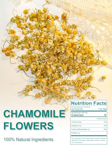 Image of TeeLux Chamomile Tea Loose Leaf, 4oz Whole Chamomile Flowers, Caffeine Free | Pure Chamomile Herbal Tea with Delicate Floral Aroma & Smooth Taste, Enjoy Hot or Iced