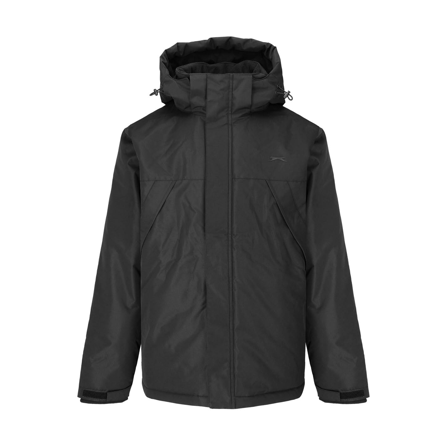 Slazenger Mens Weather Jacket Lined Coat Top Long Sleeve Hooded Zip Full Warm Black XXXXL