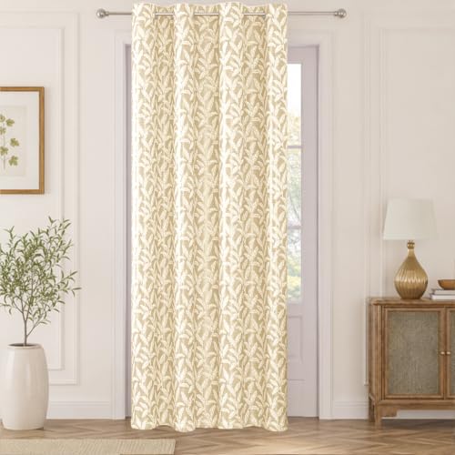 Image of HOKIPO Majestic Eyelet Curtain 7 Feet Long Single Panel, Accent Beige