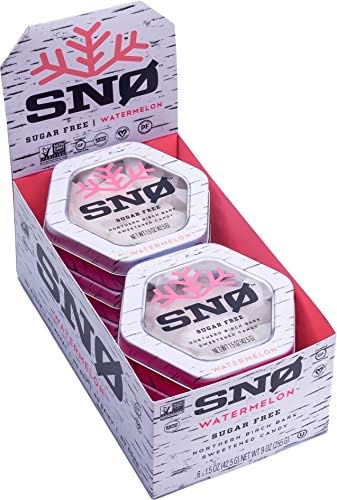 Watermelon KETO Xylitol Candy Chips (6-Pack) - SNØ 1.5 oz - Sugar-Free Candy With Only 2 Ingredients | Low Carbs, Diabetic-Friendly, Non-GMO, Vegan, GF & Kosher | Purest candy in the world!