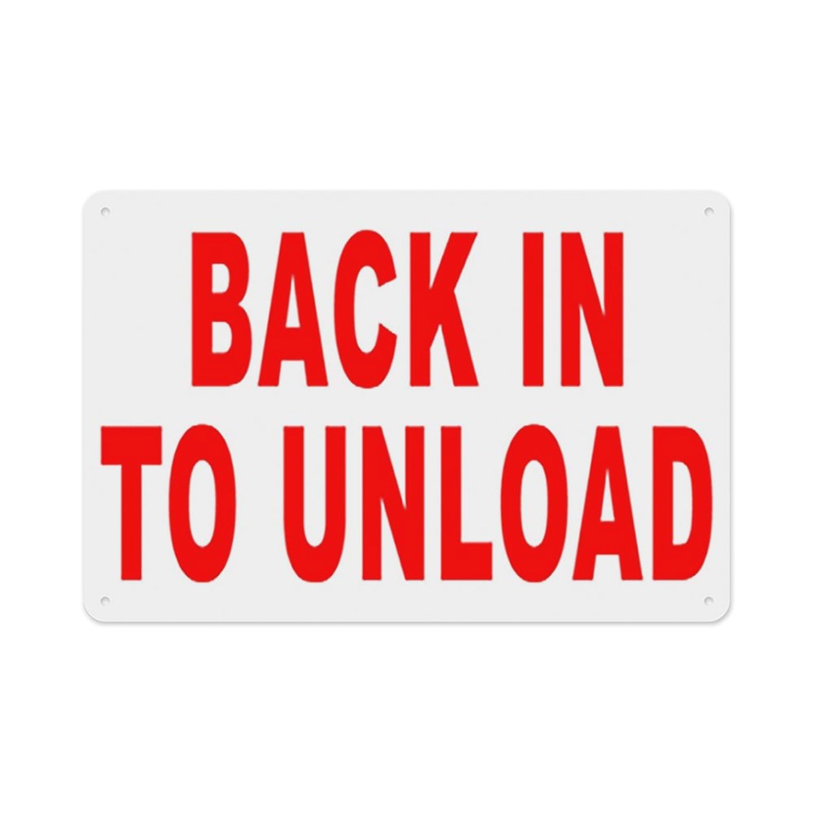 peiyeety Back in to Unload Sign Aluminum Tin Warning Signs for Home Outdoor Garden 12X16 Inches