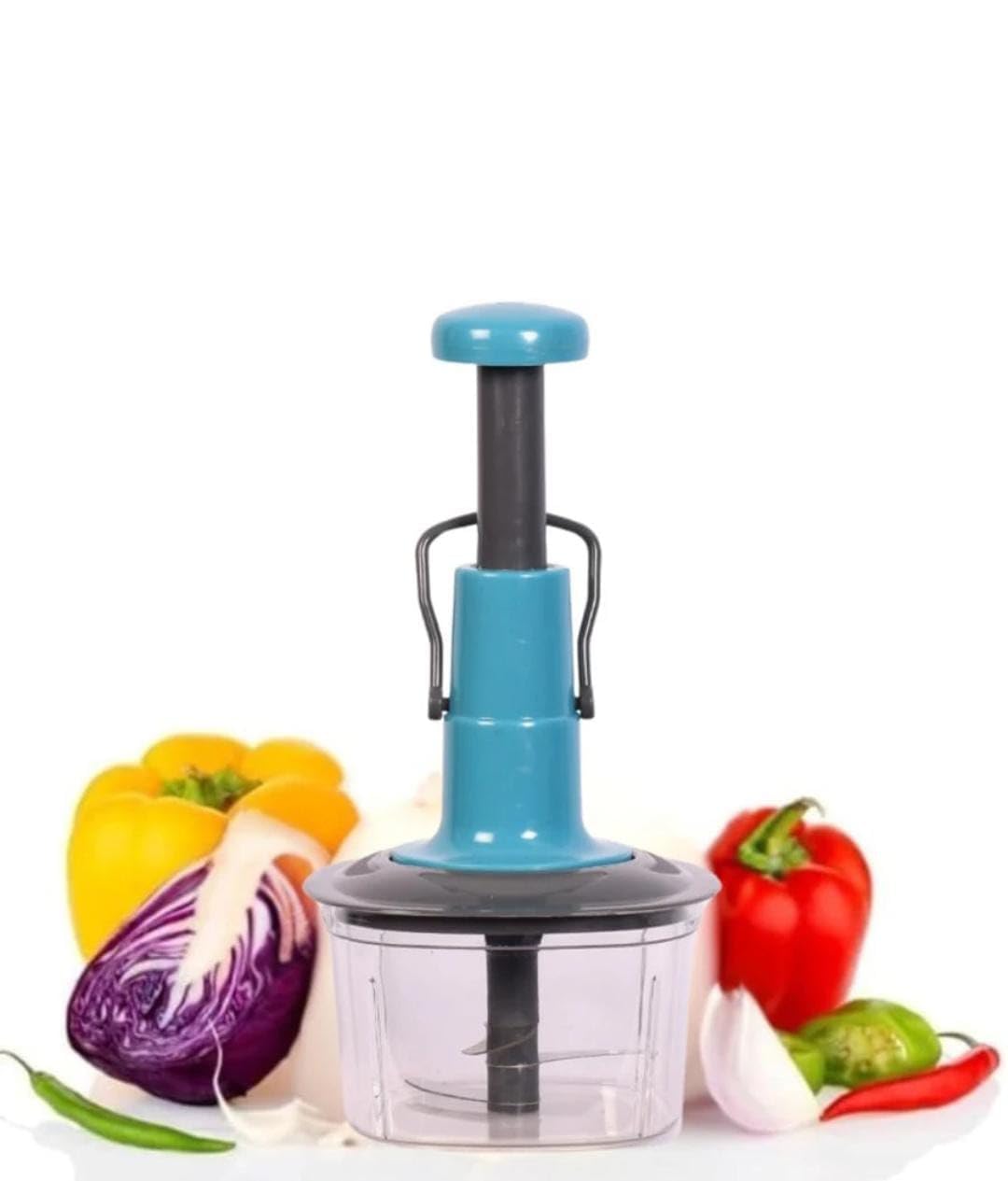 Push Chopper Manual Vegetable & Fruit Chopper 650ml | No Electricity Needed, Stainless Steel Blades, BPA-Free Container, Lock & Unlock Switch, Easy to Clean-image-0