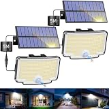 nipify 2 Stück Solarlampen für Außen mit Bewegungsmelder & Separatem Panel