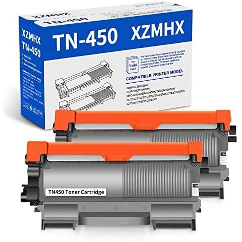 XZMHX TN420 TN450 TN-420 TN-450 Replacement Toner Cartridge Compatible for Brother HL-2280DW HL-2240 HL-2242D HL-2270DW MFC-7360N MFC-7860DW DCP-7060D DCP-7065DN Intellifax 2840 2940 (2 Pack) Cover