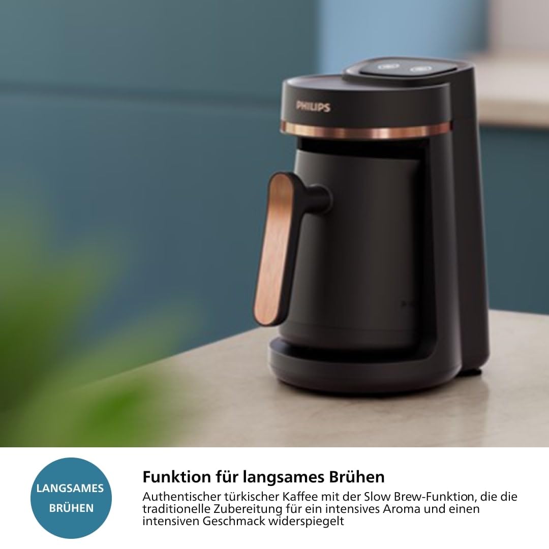 Philips Serie 5000 Türkische Kaffeemaschine - Langsambrühfunktion, 4-Tassen-Kapazität, Überhitzungs- und Überlaufschutz, Bereitschaftsanzeige, Easy Touch-Tasten, Automatische Abschaltung (HDA150/60)