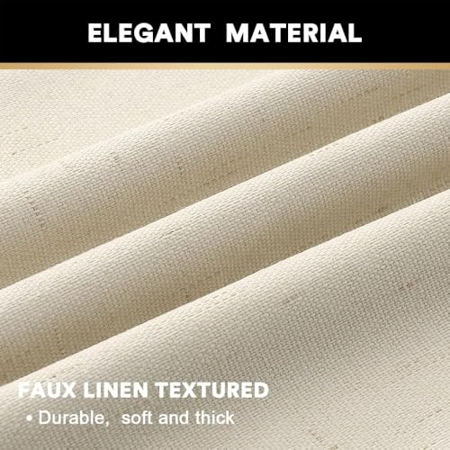 Image of PrinceDeco Linen Texture Curtains 100% Blackout Curtains 90 inch Long 2 Panels Set Full Blackout Linen Curtains with Thermal Insulated Liner Noise Reducing, 52 inch Wide,90 inch Length,Bleached Sand