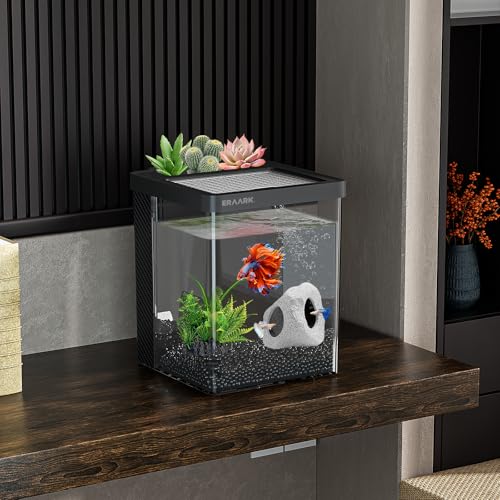 Betta Fish Tank,Aquarium kit 1.5 Gallon Fish Tank,with Filter LED Light, Water Pump, Decorate Water Plants and Sand, Aquarium Starter Kits, Fish Bowl - Image 5