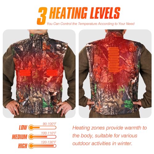 GUGULUZA Camo and Orange Reversible Heated Vest for Hunting, Lightweight Heating Game Safety Vest for Hiking2