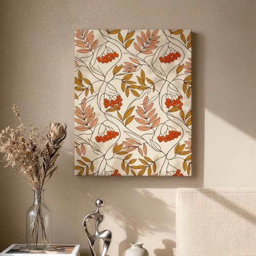 Lienzo de hojas modernas para decorar tu dormitorio con cálidos tonos de otoño 2