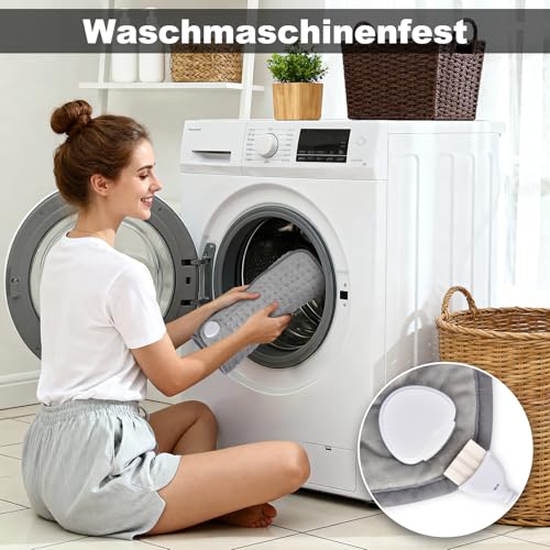 Heizkissen mit Abschaltautomatik, 84 x 43 cm Elektrisches Wärmekissen mit Schneller Heiztechnik und Timer, Sicheres Wärmepads aus Weiches Flanell für Rücken Nacken Schulter, Grau