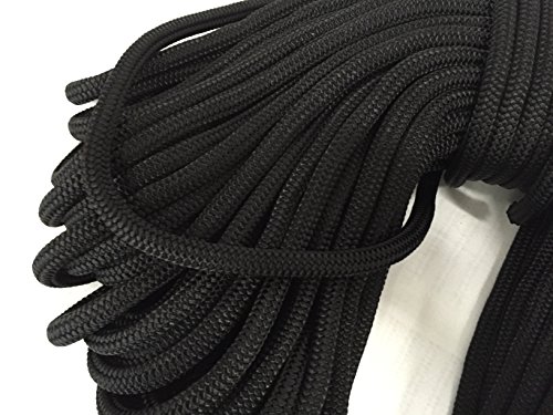 5/8 Inch by 200 Feet Black Double Braid Nylon Rope, Made in The USA
