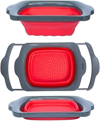 Miniatura 10 de Comfify Colador sobre el fregadero con asas, elegante colador de cocina de plástico negro para pasta, verduras y frutas, diseño que ahorra espacio,