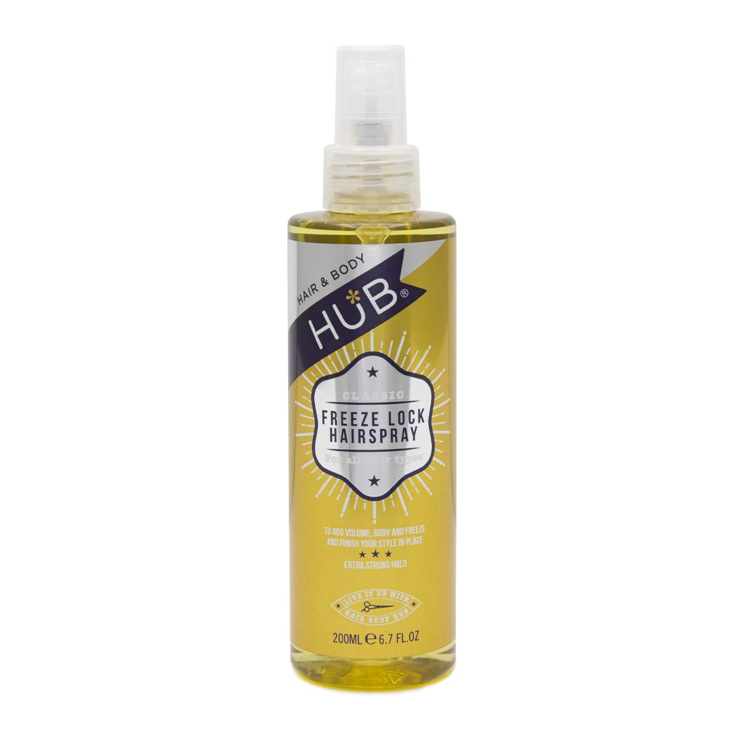 HUB Classic Freeze Lock Hairspray 200ml x 1 for all hair types - Extra strong hold.