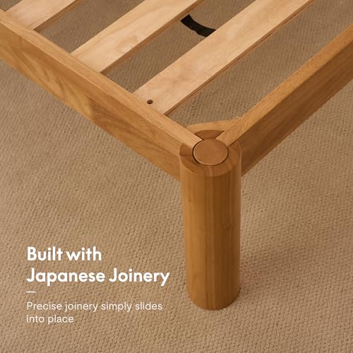 Image of FLEXISPOT Hako G2 Japanese Joinery Bed Frame, Solid Rubberwood King Platform Bed with Storage Headboard, IAS&SGS Certified, Japandi Minimalist, No Tools Assembly, 1500lb Capacity, 10-Year Warranty
