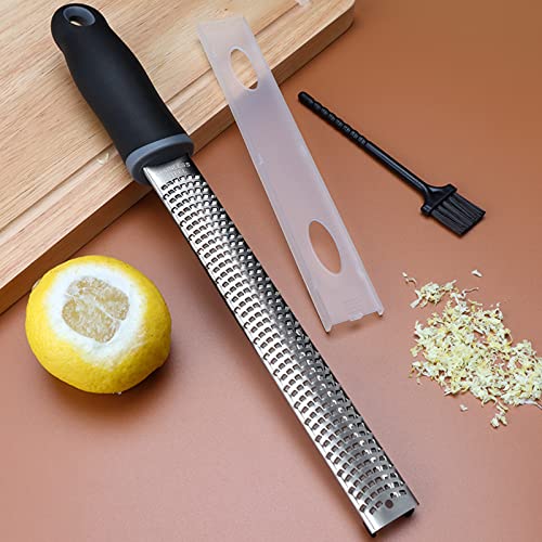 Cheese Grater Lemon Zester Graters for Kitchen Fine Cheese Grater with Handle Etched Sharp Blade Protective Cover, Garlic Grater for Hard Cheese Chocolate Nutmeg Citrus Carrot Ginger Grater Lime Zest