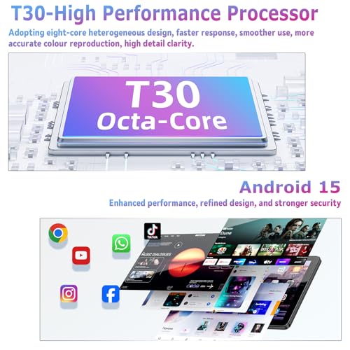Image of 10 inch Android 15 Tablet with Case, 18GB + 128GB, 1TB Expansion, Octa-Core Compatible Widevine L1 Tablet with WiFi 5, 6000mAh, T310 CPU, High Performance, Processor