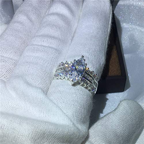 ZX Luxury Jewelry Marquise Cut 5ct Diamond Cz 925 Sterling Silver