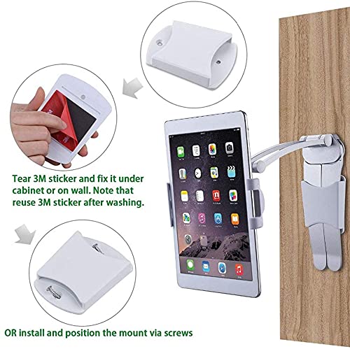 Hold Up 3-in-1 Elegant 360 Universal Compatible Tablet & Phone Holder Metal Stand with Wall Mount, Desktop Stand & Under Cabinet Modes and Ultra Adjusting Abilities