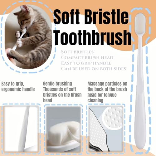 Image of 5 Pack Small Dog Toothbrush Kit, 360 Pet Toothbrush & Cat Silicone Toothbrush with Storage Cup & Soft Bristles Tooth Brush & Mini Head Oral Brush, Dental Care for Kitten Doggie