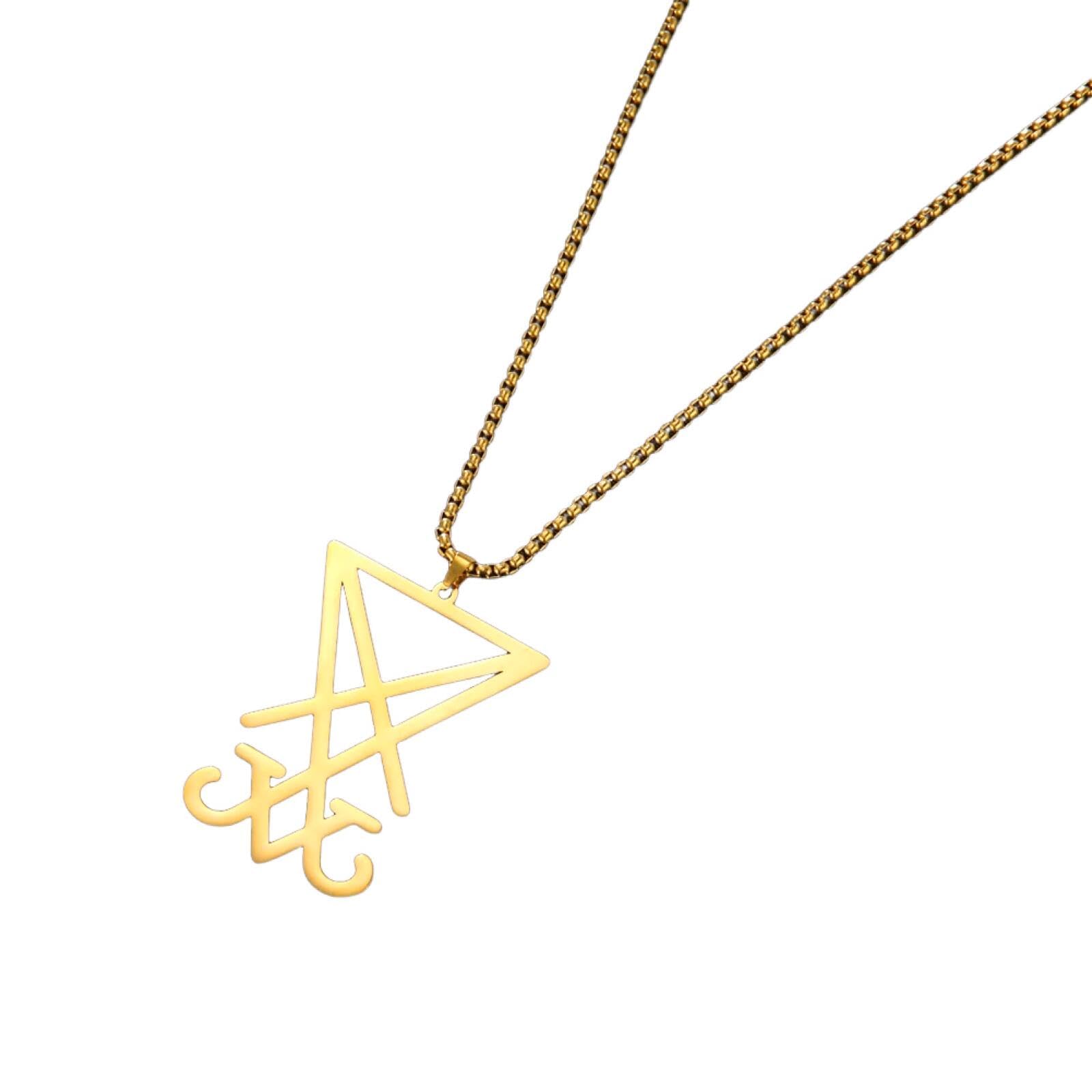 Collier Sigil de Lucifer et pendentif croix satanique pour homme, bijou gothique et sorcellerie - 3
