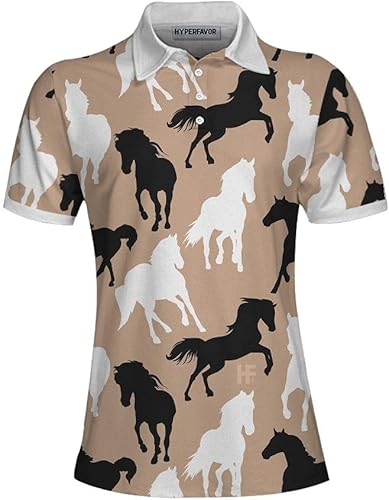 HYPERFAVOR Camisas ecuestres para mujer, de secado rápido, camisetas de equitación para mujer, de manga corta, polo ecuestre para mujer