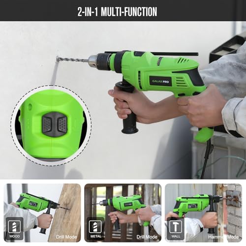 Image of GALAX PRO 7Amp 850W 2-in-1 Hammer Drill, 0-3000 RPM, 13 mm Metal Chuck | 360 Adjustable Auxiliary Handle, Comes with 13 Accessories, Suitable for Concrete, Metal, and Wood