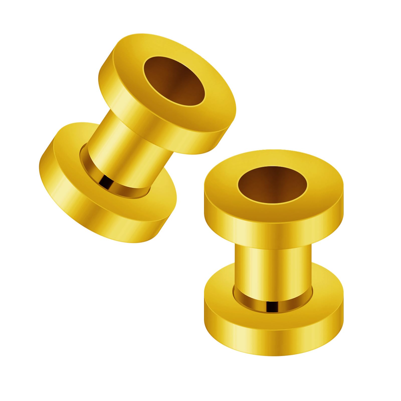 CABBE KALLO Surgical Steel Gold Anodized Screw-fit Ear Stretching Lobe Plugs, Pair