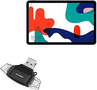 BoxWave Smart Gadget Compatible with Huawei MatePad 10.4 (2022) - AllReader SD Card Reader, microSD Card Reader SD Compact USB - Jet Black