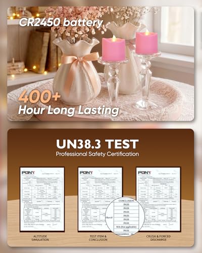 Image of Homemory 12Pack Pink 400+Hour Remote Control Flameless Candles, 2 /4 /6 /8H Timer Led Votive Candles, Battery Operated Tea Lights for Wedding Table Centerpiece, Holidays, Halloween Pumpkins, Christmas