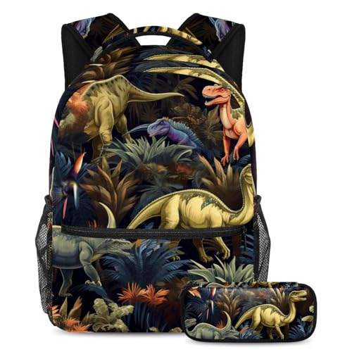 Ensemble cartable sac à dos grand volume avec trousse scolaire Fun Art Dinosaur World 29