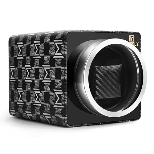 MOZSLY Watch Winder for Automatic Watches Slef Winding Box with Quiet Motor 12 Rotation Mode Setting Leather Black