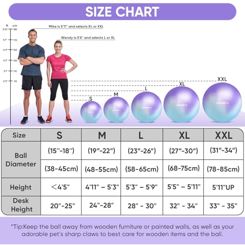 Image of APEXUP Yoga Ball, 660 lbs Anti-Burst Exercise Ball with Pump, 5 Sizes | Anti-Burst, Anti-Slip, SGS Certified, Strengthens Core, Improves Balance & Posture, Boosts Flexibility & Stability
