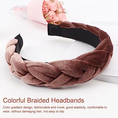 Image of DRESHOW Braided Headbands for Women Velvet Hair Hoop Elastic Criss Cross Hair Bands Accessories